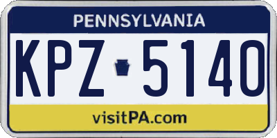 PA license plate KPZ5140