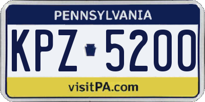 PA license plate KPZ5200