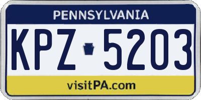 PA license plate KPZ5203