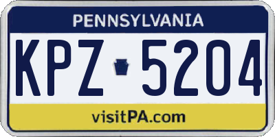 PA license plate KPZ5204