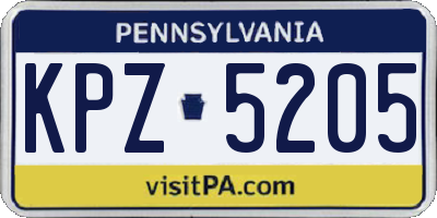 PA license plate KPZ5205