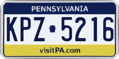 PA license plate KPZ5216