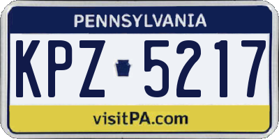 PA license plate KPZ5217