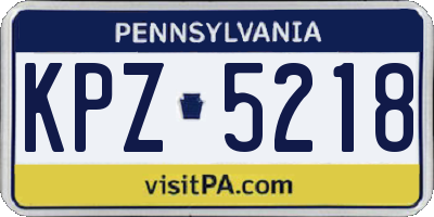 PA license plate KPZ5218