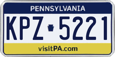 PA license plate KPZ5221