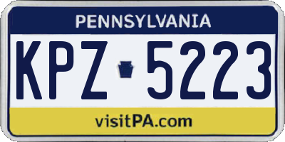 PA license plate KPZ5223