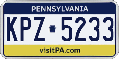 PA license plate KPZ5233