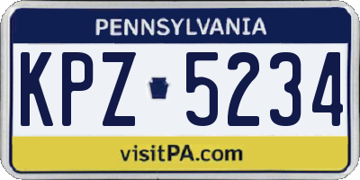 PA license plate KPZ5234