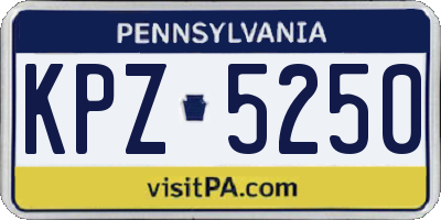PA license plate KPZ5250