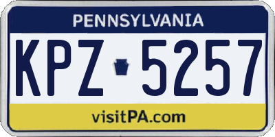 PA license plate KPZ5257