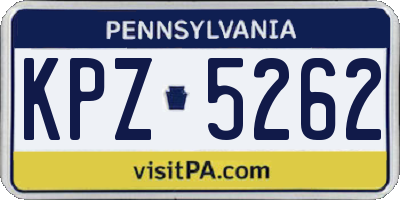 PA license plate KPZ5262