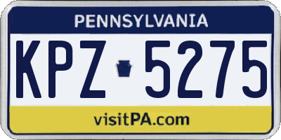 PA license plate KPZ5275