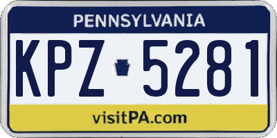 PA license plate KPZ5281