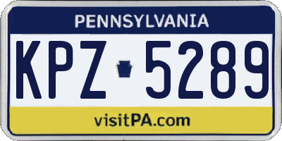 PA license plate KPZ5289