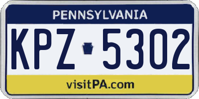 PA license plate KPZ5302