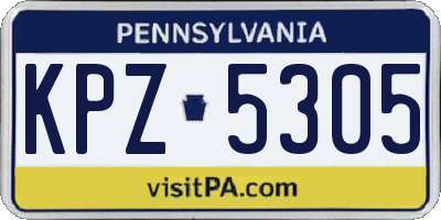 PA license plate KPZ5305