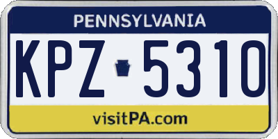 PA license plate KPZ5310