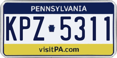 PA license plate KPZ5311