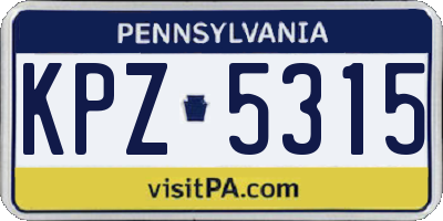 PA license plate KPZ5315