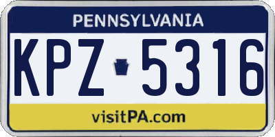 PA license plate KPZ5316