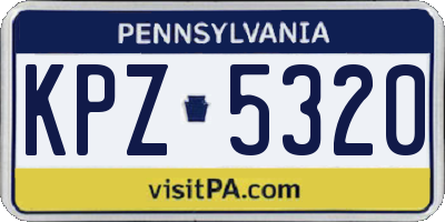 PA license plate KPZ5320