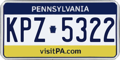 PA license plate KPZ5322
