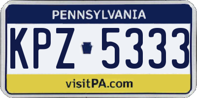PA license plate KPZ5333