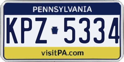 PA license plate KPZ5334