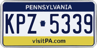 PA license plate KPZ5339