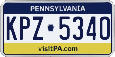 PA license plate KPZ5340