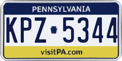 PA license plate KPZ5344