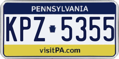 PA license plate KPZ5355