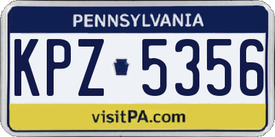 PA license plate KPZ5356