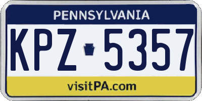 PA license plate KPZ5357