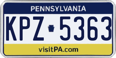 PA license plate KPZ5363