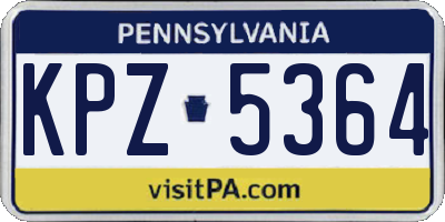 PA license plate KPZ5364