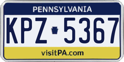 PA license plate KPZ5367