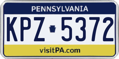 PA license plate KPZ5372