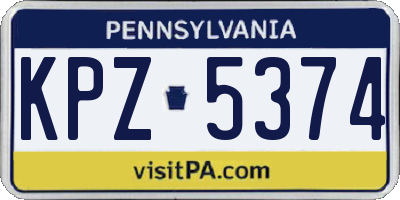 PA license plate KPZ5374