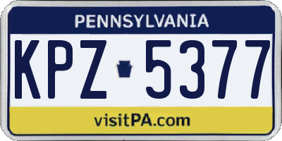 PA license plate KPZ5377