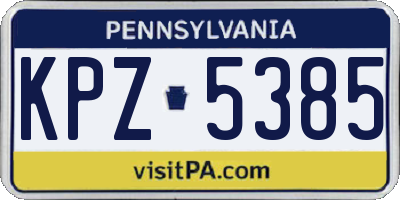 PA license plate KPZ5385