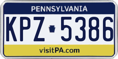 PA license plate KPZ5386