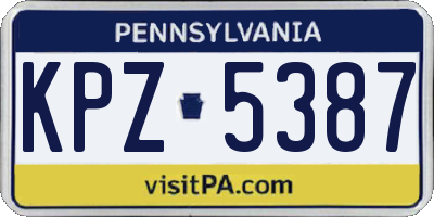 PA license plate KPZ5387