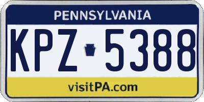 PA license plate KPZ5388