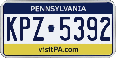 PA license plate KPZ5392