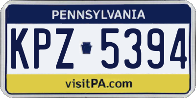 PA license plate KPZ5394