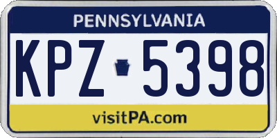 PA license plate KPZ5398