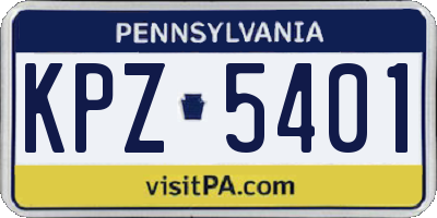 PA license plate KPZ5401