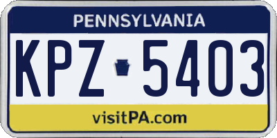 PA license plate KPZ5403