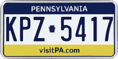 PA license plate KPZ5417